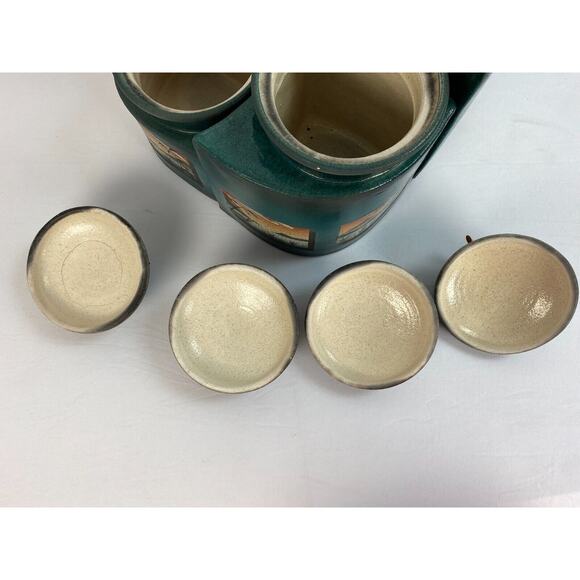 KEN JENSEN Full Set 4 Painted Covered Raku Jars, Beach Scenes, Signed - Picture 9 of 16